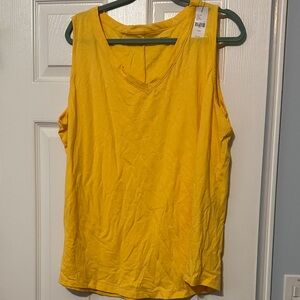 Lane Bryant Bright Yellow V-Neck Tank Top